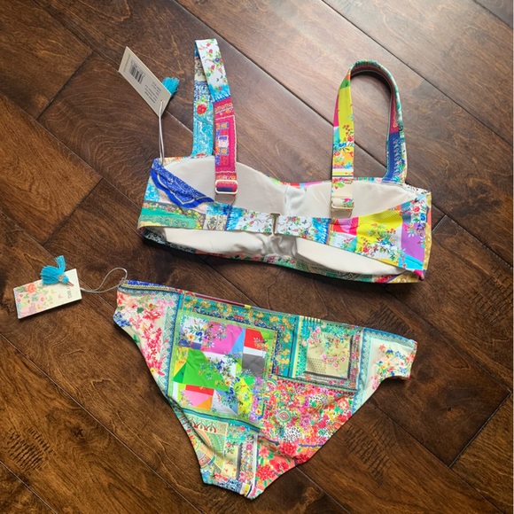 SOLD NWT Johnny Was Fae Bandeau Swim Top Large & Iva Hipster Bikini Bottoms M - Picture 8 of 13
